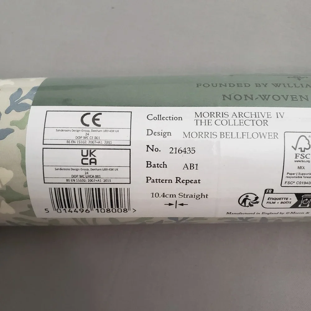 Morris & Co. Bellflower Grey / Fennel Wallpaper Double‎ Roll Unopened No.216435